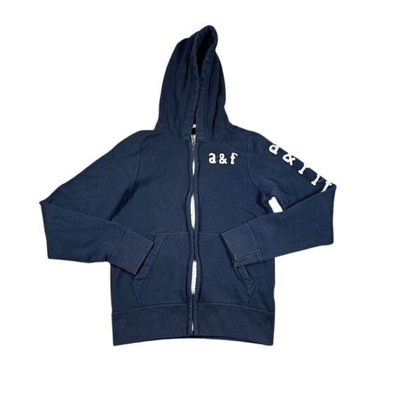Abercrombie & Fitch Navy Blue Full Zip Hoodie Sweatshirt Classic Logo Casual - Picture 3 of 6